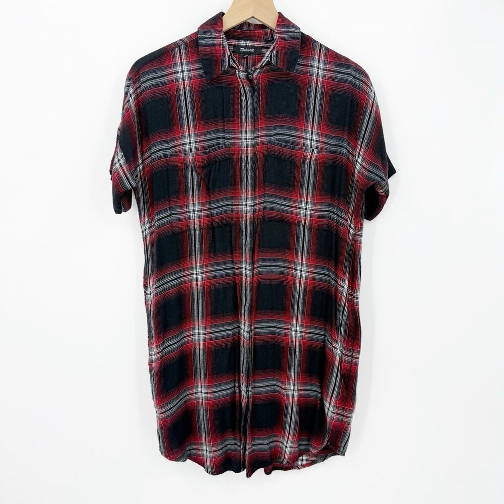 Madewell Plaid Shirt Dress XS Womens Luxe Grunge Preppy Heritage Casual Chic